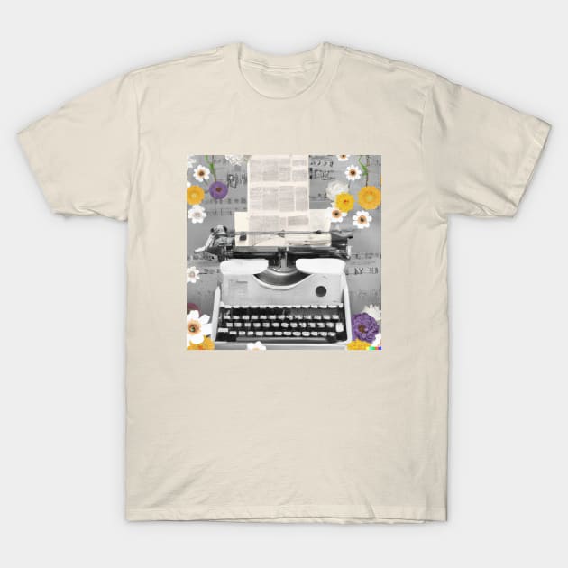 Typewriter Collage Design - Cute Writer Gift Ideas T-Shirt by WrittersQuotes